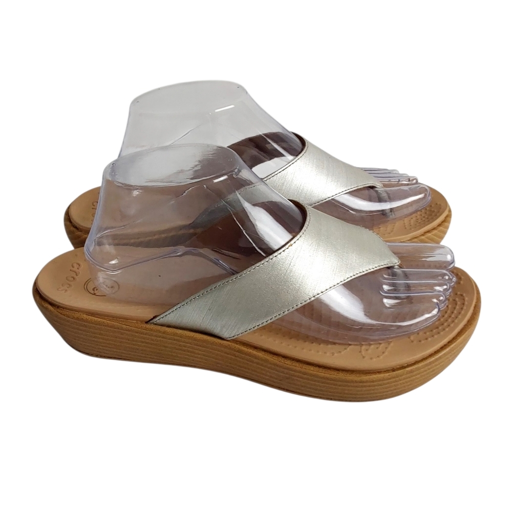 Crocs Gold Brushed Metallic Thong Sandal
